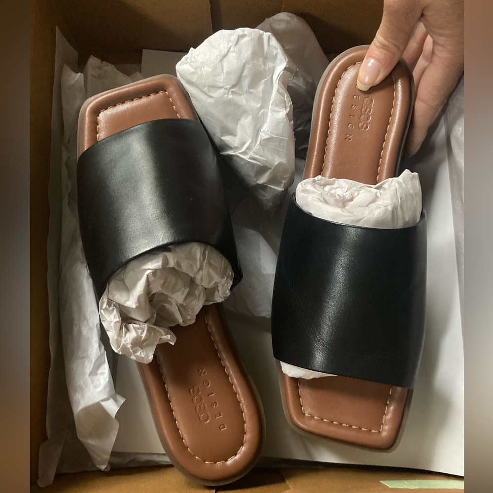 Leather platform Slides from ASOS. NIB size 6